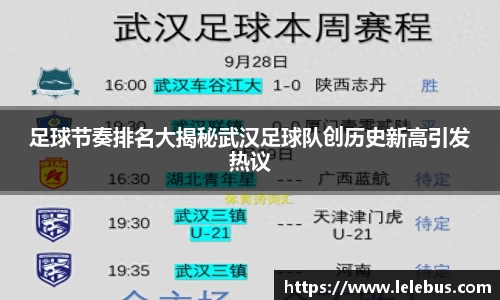 足球节奏排名大揭秘武汉足球队创历史新高引发热议