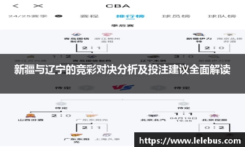 新疆与辽宁的竞彩对决分析及投注建议全面解读