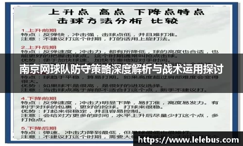 南京网球队防守策略深度解析与战术运用探讨